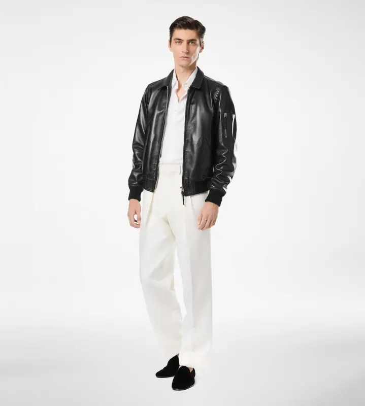 SOFT NAPPA PLONGE COLLAR BLOUSON BLACK online